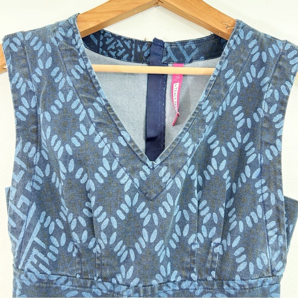 Anthropologie Plenty by Tracy Reese Blue Diamond Denim Dress Size 2 Preppy Boho - Picture 9 of 15